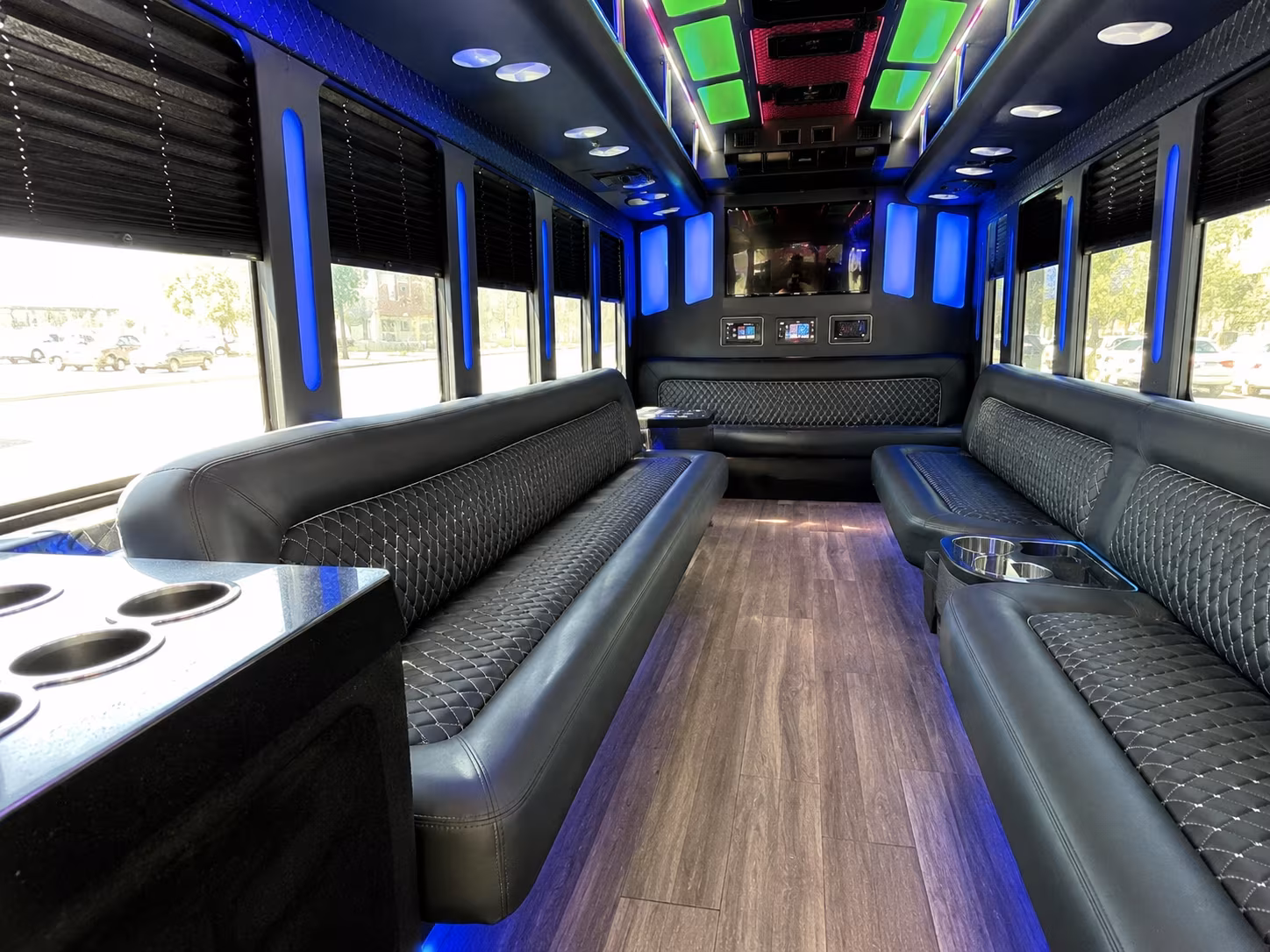 little elm 15 passenger party bus inside