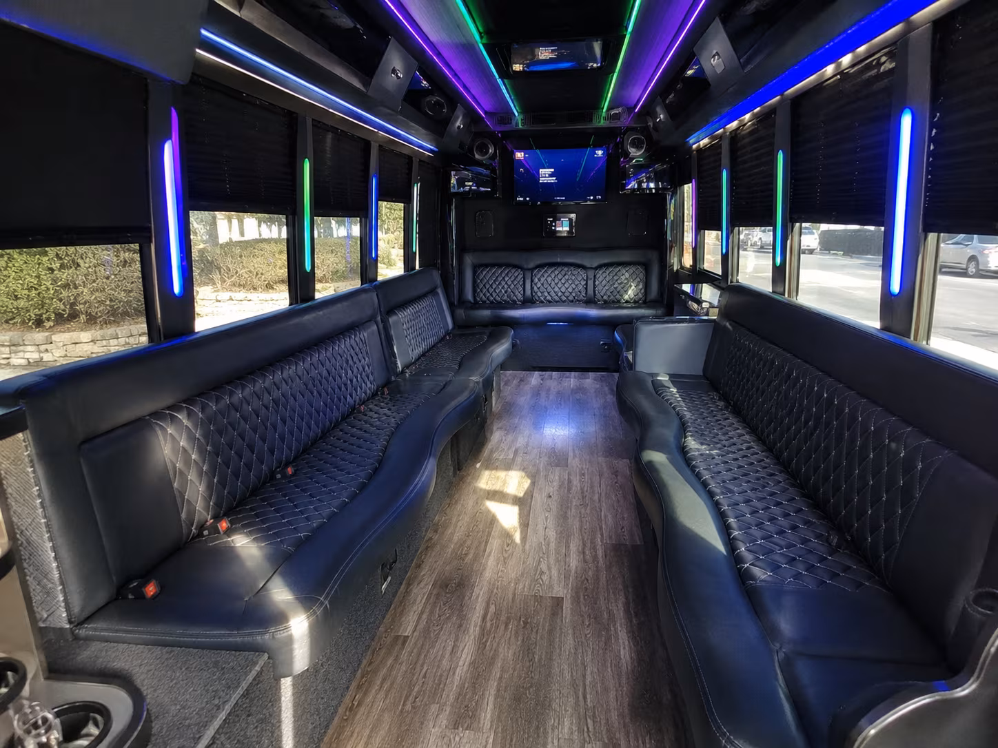 little elm 15 passenger party bus interior