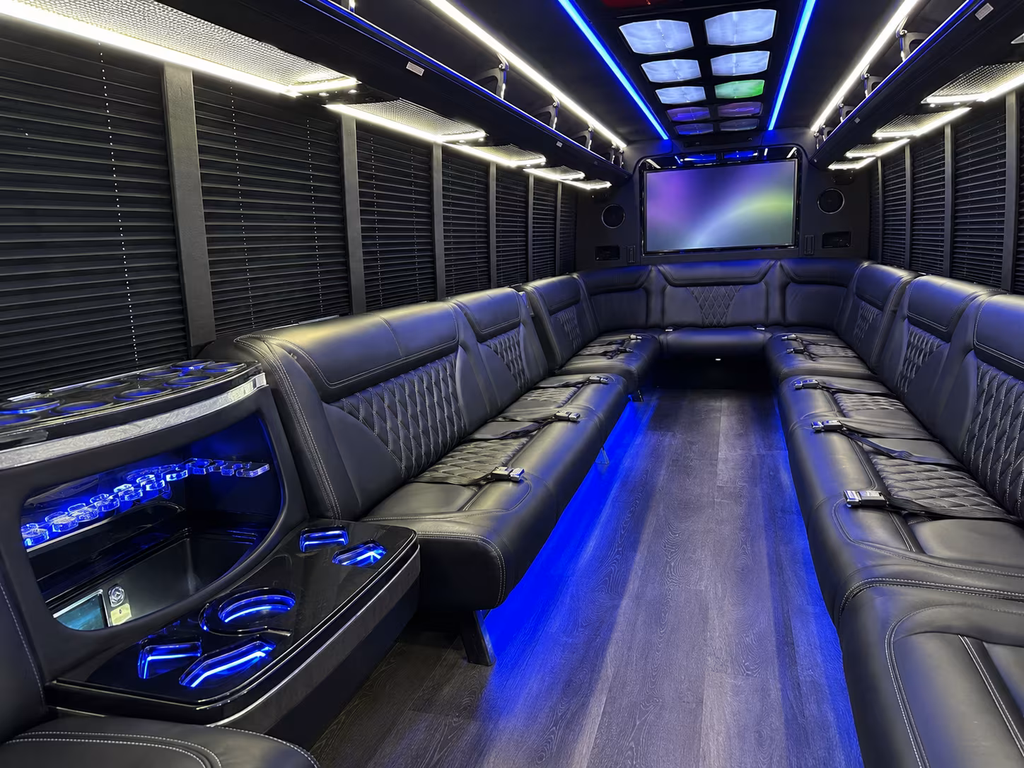 little elm 20 passenger party bus inside