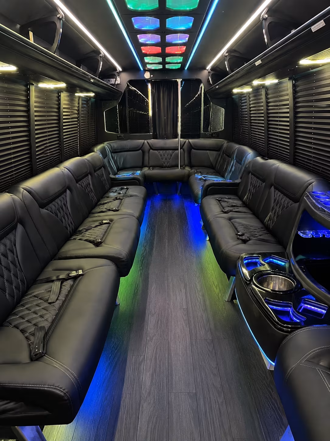 little elm 20 passenger party bus interior