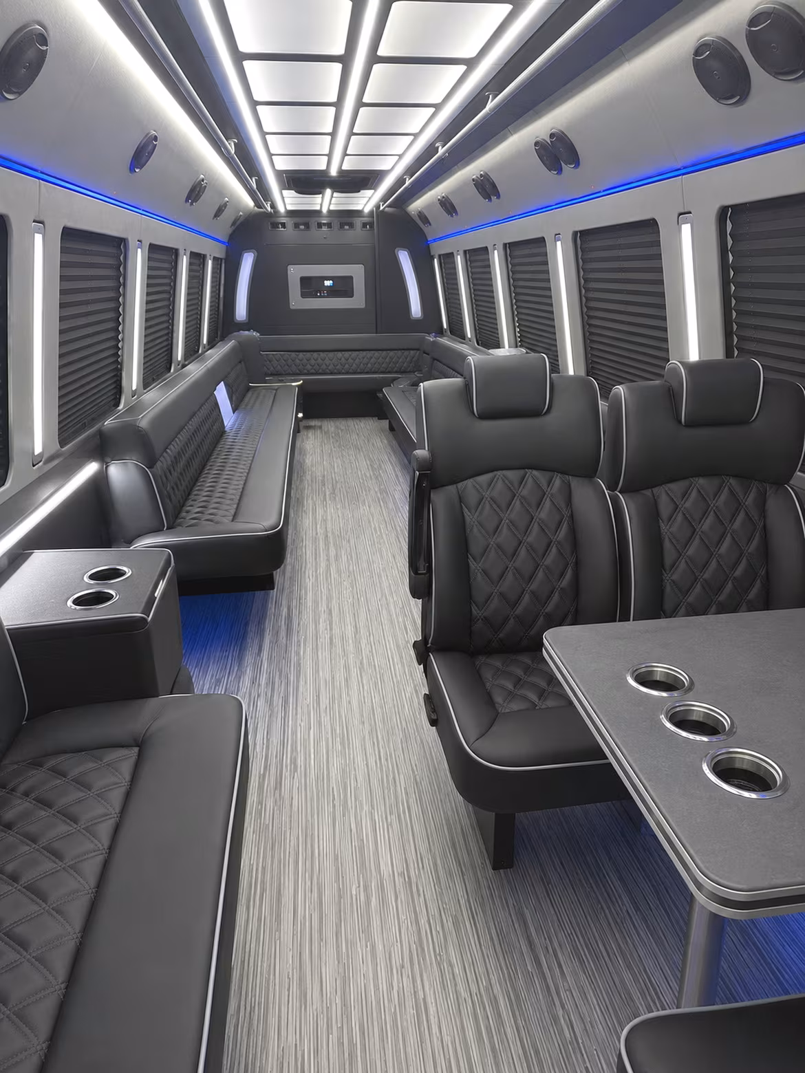 little elm 25 passenger party bus inside