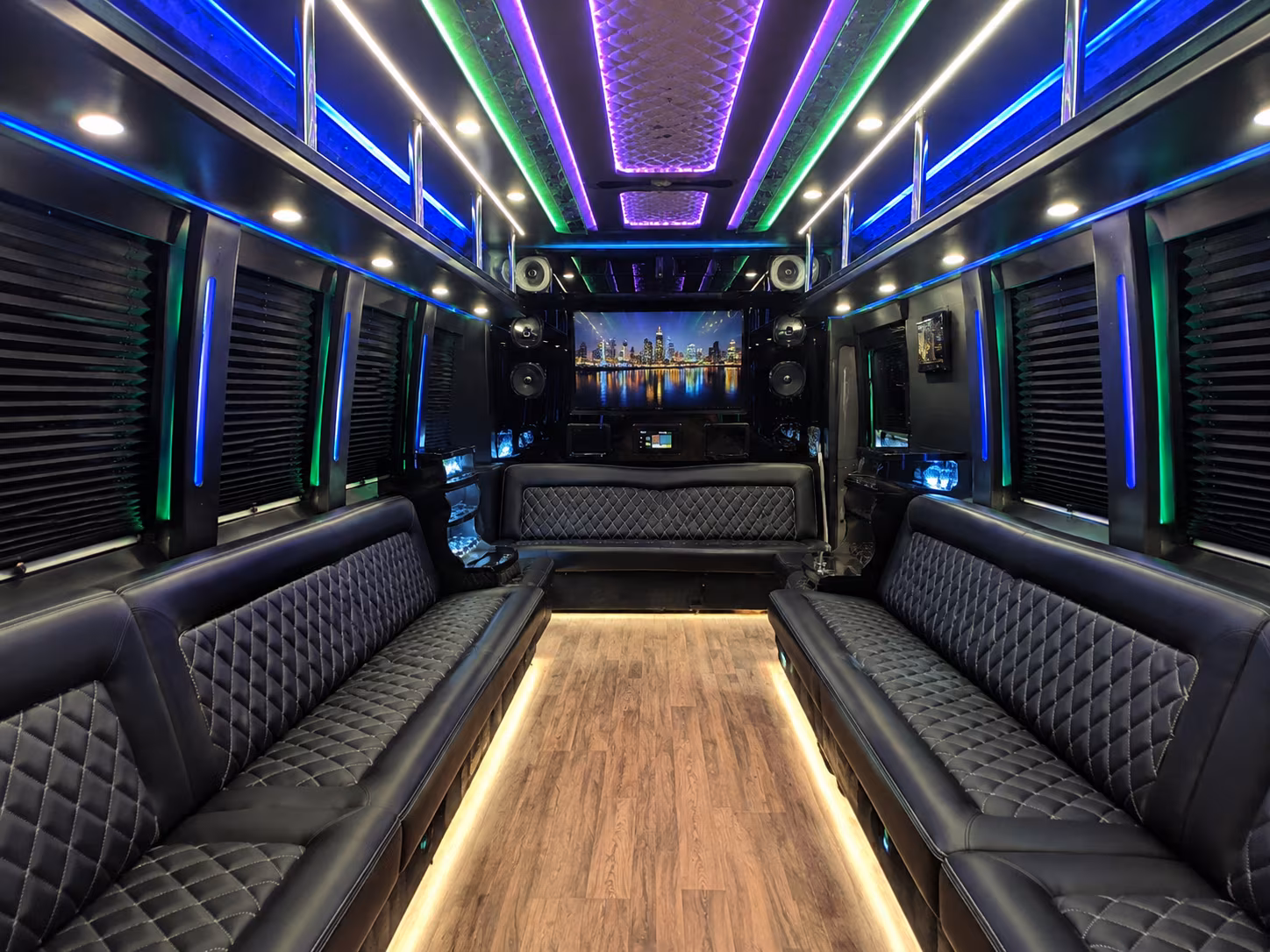 little elm 25 passenger party bus interior