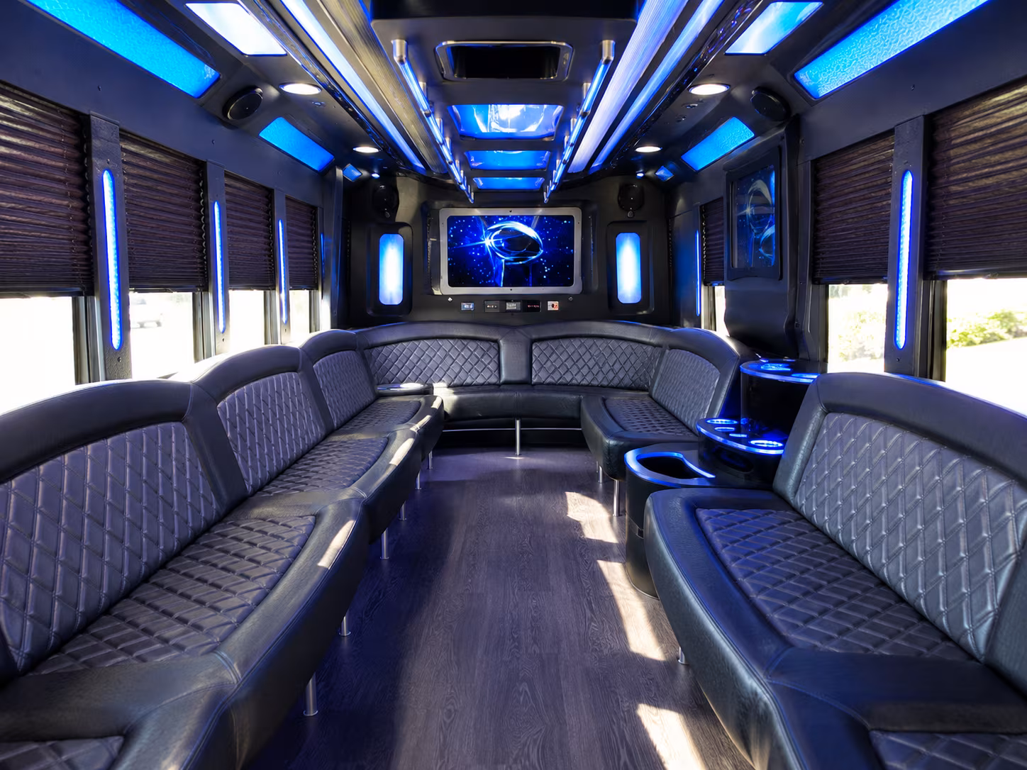 little elm 28 passenger party bus inside