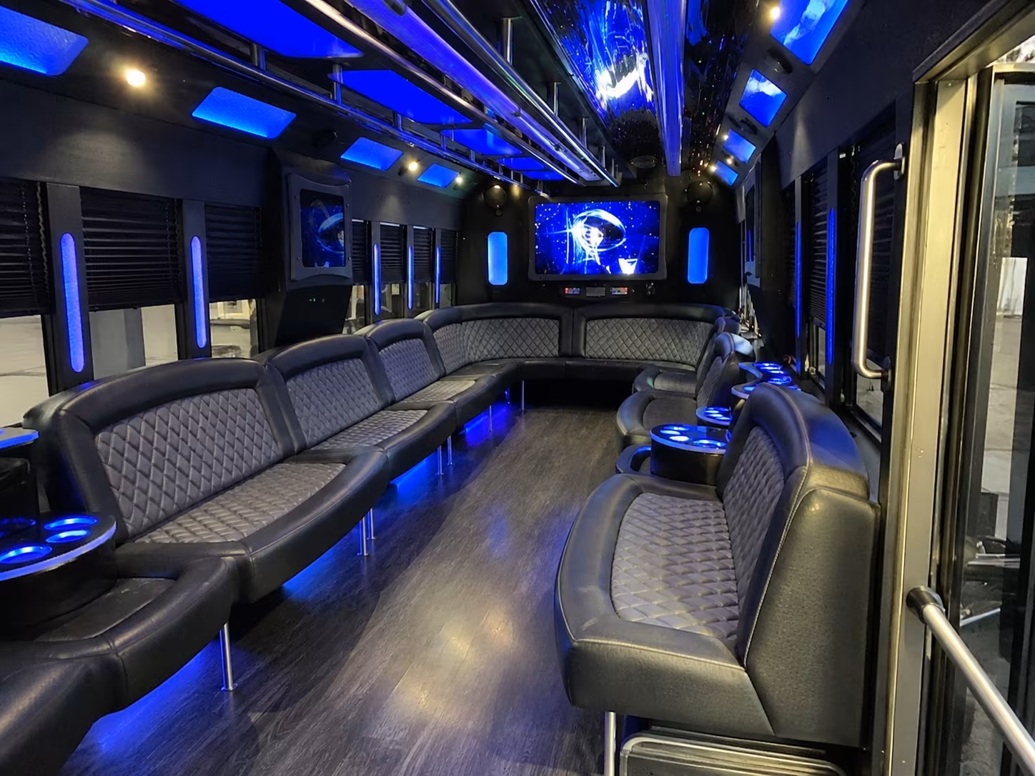 little elm 28 passenger party bus interior