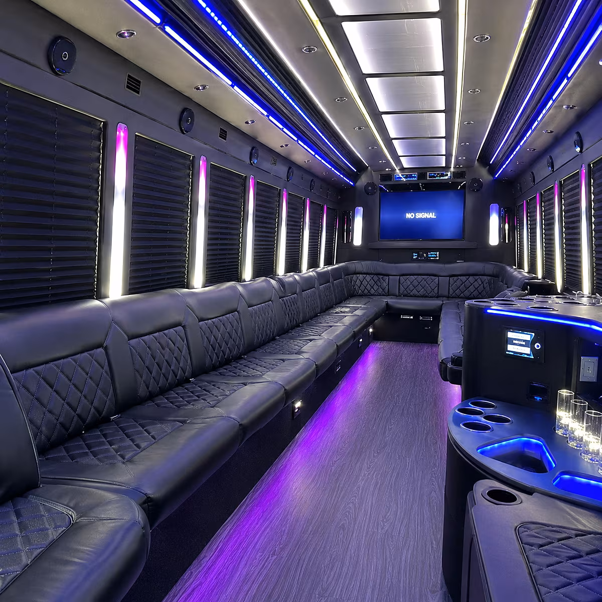 little elm 30 passenger party bus inside