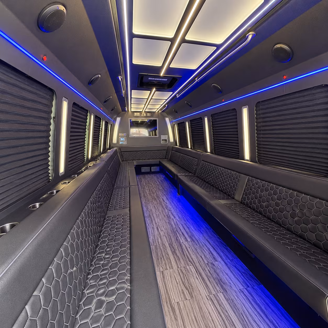 little elm 30 passenger party bus interior