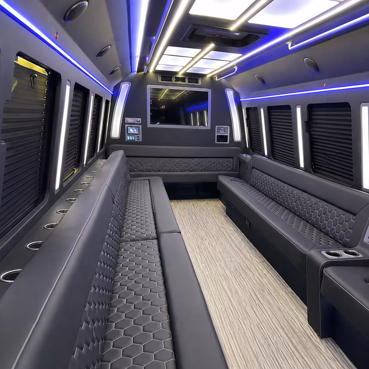 little elm 40 passenger party bus inside