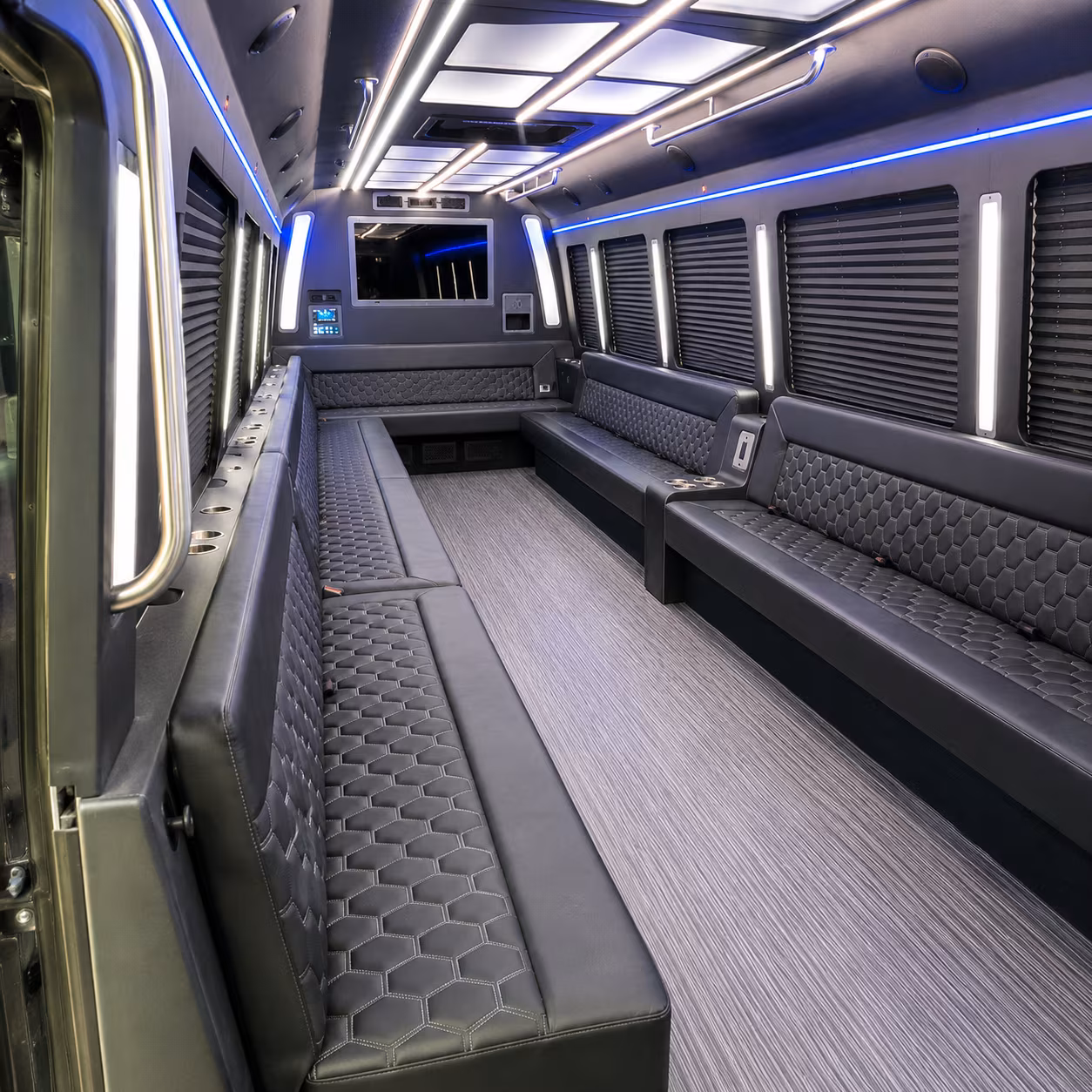 little elm 40 passenger party bus interior