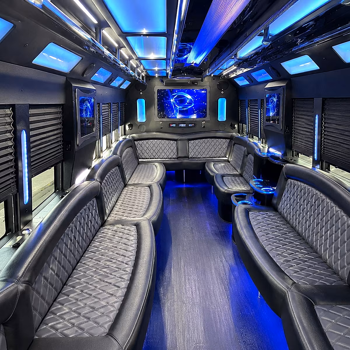 little elm 50 passenger party bus interior