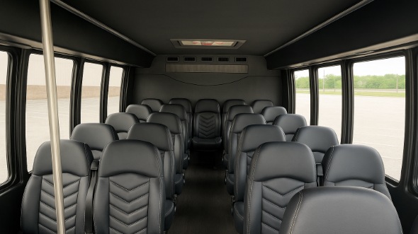 Interior of Charter Bus Company Plano's 35 Passenger Minibus in Plano