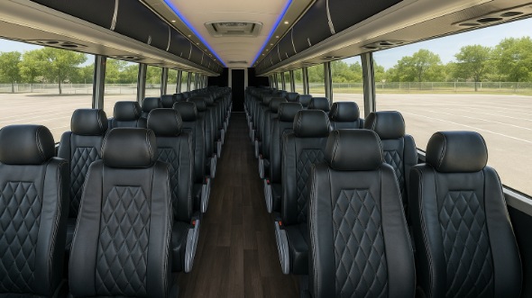 Interior of Charter Bus Company Denton's 55 Passenger Charter Bus in Denton